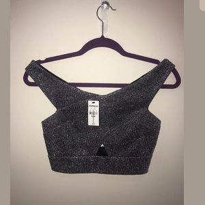 Express grey sparkly crop top sz xsmall